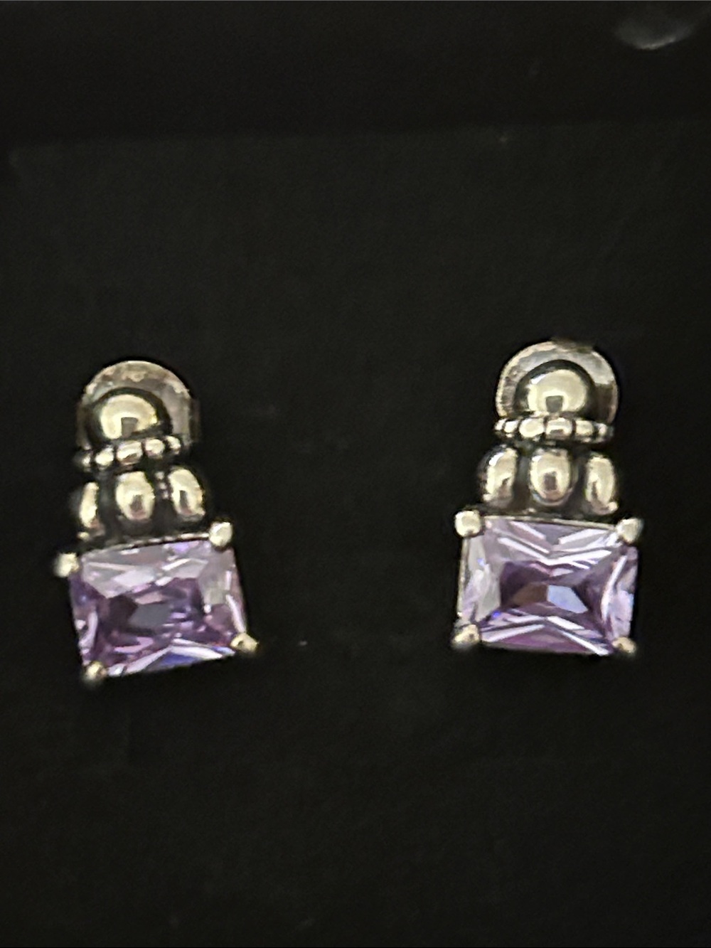 925 Sterling Silver Amethyst Stud Earrings